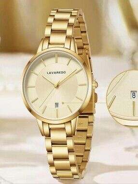 Lavaredo Gold, Bangle Braclet Watch, Large, Waterproof.